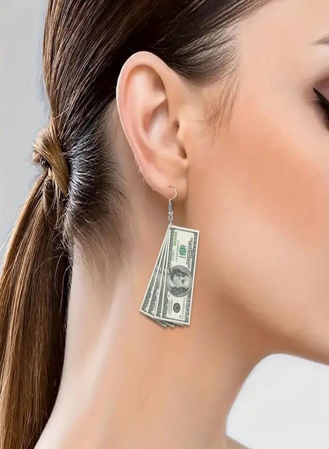 DATOA Dollar Sign Earrings Funny Lightweight Acrylic Retro 100 Dollar Bill Money Luck Symbol 2D Simulated Paper Cash Dangle Drop Statement Earrings Jelwery Gifts for Women - Style 01 - Image 2